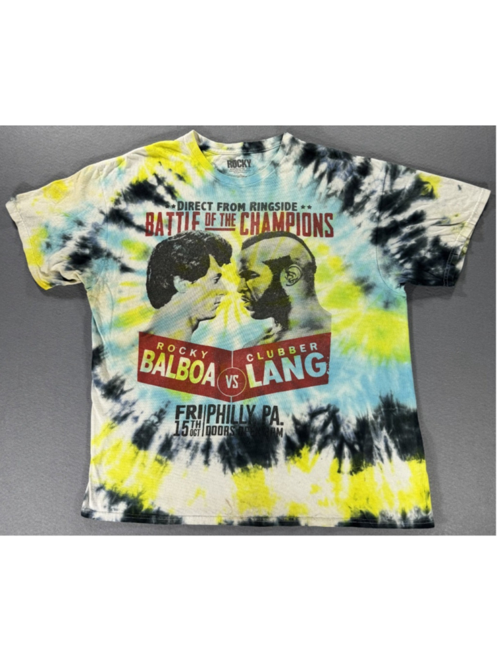 Official Rocky Battle of the Champions Balboa Vs Lang Tie-Dye Short Sleeve T XL